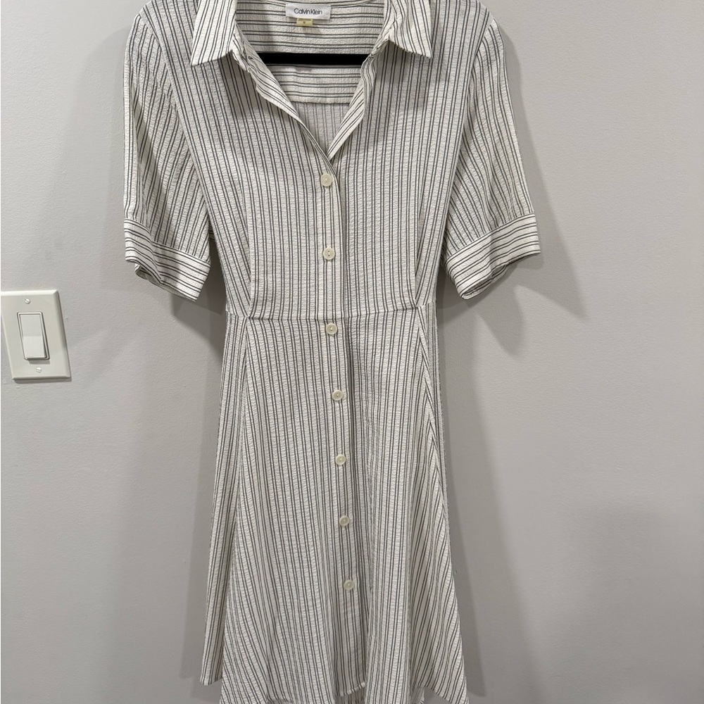 Calvin Klein Gray Striped Dress
